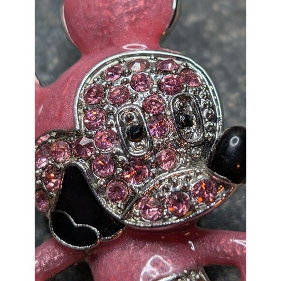 Minnie Mouse Rhinestone Pin – Pink Glitter, Vintage Style, Disney-Inspired - Picture 2 of 5